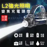 【威富登】台灣現貨 L2 頭燈 充電頭燈 工作頭燈 USB頭燈 頭燈 18650 釣魚頭燈 工地頭燈(頭燈)