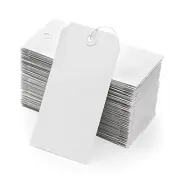 White Shipping Tags with Elastic String - Pcs Blank Paper Hang 12cm x 6cm 60