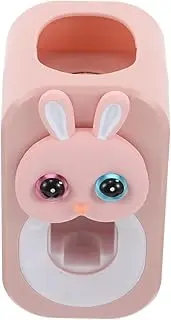 HAPINARY Squeeze Toothpaste Artifact Bathroom Accessory Cup Holder Toothpaste Dispenser Children Toothpaste Dispenser Bathroom Supply Wall Mounted Toothpaste Squeezer Plastic Pink