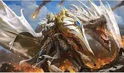 Fantasy North - William Aldrick - Dragon Knight (Argalon) - TCG Trading Card Game Playmat and Mouse Pad - 24 x 14 inches - Perfect for Magic MTG Commander Pokemon Yugioh and Other Card Games