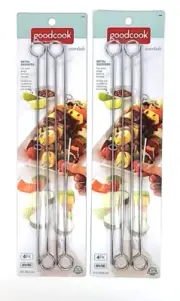 Set Of 2 Good Cook Flat-Sided (Prevents Twisting) Metal Skewers 4-Pack BPA Free
