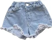 [Generic] Girl's Denim Shorts Fashion Leisure Style Ripped Trendy Comfortable Soft Fit Casual Comfy Fashion Toddler Trousers