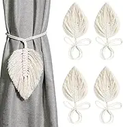 4-Pack Curtain Tiebacks & Holders – Decorative Adjustable Clasps with Rope for Living Room, Office, Bedroom
