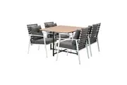 Livsip Outdoor Dining Set Brown Table Rattan White Chairs