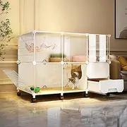 Cat Crate, Cat Cage, Cat Kennels for Indoor Cats, Cat Playpen for Indoor Cats 2 Tier Cat Cage Indoor Detachable Metal Wire Kitten Cage with Door and Casters Easy to Use