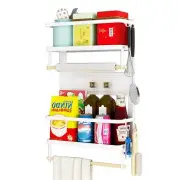 4 Tier Magnetic Spice Rack For Refrigerator Kitchen Shelf With 2 Paper Towel