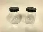 20x Clear Plastic Screw Top Square Storage Container Jar Jars wt Black Lid 250ml