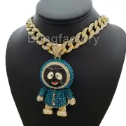 New BRICK SQUAD ESKIMO PENDANT & 16" Full Iced Miami Cuban Choker Chain Necklace