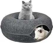 YQkangzhu Cat Cave and Tunnel Bed for Multiple Large Cats Up to 9 Lbs, 20*20*8 Inch Peekaboo for Indoor Cats, Scratch Detachable and Washable Meow Mansion Donut Bed (M)