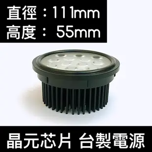 【築光坊】保固兩年 AR111 12燈13W 2700K 黃光 12珠 LED 黑色 整組附電源供應器 台灣製造 15W