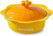 Soup Bowls with Handles Noodle Ramen Curry Bowl,Large Ceramic Ramen Bowl,Soup Bowl with Lid,Udon Noodle Bowl Microwave Safe,Pho Bowls-red-21.5x17.5x13cm,850ml(Color:Yellow)