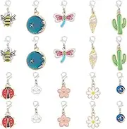 OLYCRAFT 20Pcs 10 Styles Zipper Pull Charms Flower Replacement Metal Zipper Alloy Enamel Zipper Puller Replacement Zipper Sliders Garment Accessories for Clothing Coats Making Purse Craftings