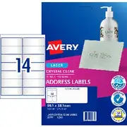 Avery 14UP Laser Address Labels Clear 25 Sheets