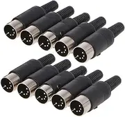 Xiaojiang Store 10PCS 5 Pin DIN p/Lug Male Connector Jack with Plastic Handle Keyboard Cable Adapter Connector