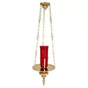 Hanging Red Globe Brass Large Sanctuary Lamp for Church or Sanctuary 24 In