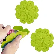 [EZONEDEAL] Flower Silicone Pot Holder for Kitchen Table Mat, Non Slip Heat Resistant Mat Coaster Placemat, Trivet Mat, Jar Opener, Spoon Rest, Hot Pads for Kitchen - Trivets for Hot Dishes (2, Green)