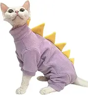 UOSIA Sphynx Cat Jumpsuit Cat Pajamas for Cats Only Four Leg Dinosaur Cat Costume Soft Hairless Cats Warm Clothes Cute Kitten Sweaters for Sphynx Cornish Rex, Devon Rex, Peterbald