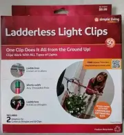 Simple Living Ladderless Light Clips 50 Ct w/ 2 Adapters for Gutters & Shingles