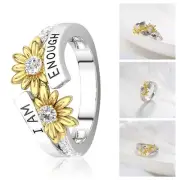 I AM E-NOUGH English Ring Fashion Set With Diamond Bicolor Daisy Good For You