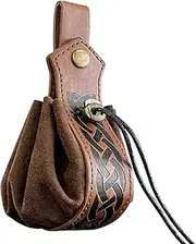 [JAOYU] Medieval Leather Pouch Bag - Viking Hip Purse With Drawstring - Vintage Belt Ren Faire Fanny Pack - Renaissance Accessories
