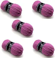 Pack of 5 x 100g Balls Purple Double Knitting Yarn Wool - Light Mauve