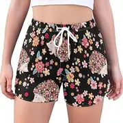 [GuoChe] High Waisted Running Shorts Childish Floral Flowers Eclectic High Waisted Running Short with Pockets Loose Gym