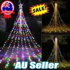 Solar 350 LED Star Waterfall String Light Christmas Tree Hanging w/ Remote CE