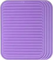 uxcell 4 Pack Silicone Dish Drying Mat, 9" x 12" Silicone Trivets for Hot Pots and Pans Dish Drainer Mat Heat Resistant Non-Slip Dish Drying Pad for Kitchen Counters, Purple