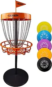 Guru Mini Disc Golf Basket Set - 5 Mini Discs, Indoor & Outdoor Frisbee Golf