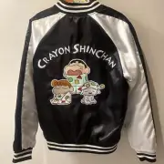 Crayon Shin-Chan Sukajan Black Silver Bandai Men M JPN Anime Limited Edition Ra