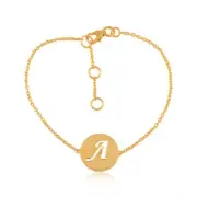 18k Yellow Gold Plated A Alphabet letter Initial Disc Bracelets Gifts For Mom