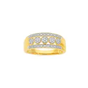 9ct Gold Diamond Five Cluster Band