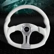 350MM NRG ST-013WT STORM TROOPER SPORT WHITE LEATHER 1.5 DEEP 14" STEERING WHEEL