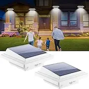 KEENZO Solar Outdoor Lights - Gutter Lights with Motion Sensor, Solar-Powered LED Wall/Fence/Step/Deck Lights with 25 LED, Outdoor Waterproof Lighting for Garden,Patio,Backyard,Pathway and Eaves Wall
