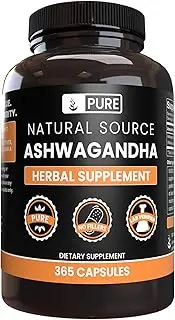 Ashwagandha Root (365 Capsules) Pure, No Stearates or Rice Fillers, High Strength, Made in USA, Gluten-Free (450 mg Serving)