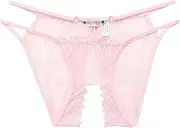 [Generic] Valentines Day for Couples Women Sexy Slim Strap Panties Sapphire Lace Jacquard Open Crotch Panties Teenage Girls Underwear Size Medium