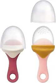 Boon Pulp Silicone Feeder, Orange/Pink and White/Mauve (Pack of 2)