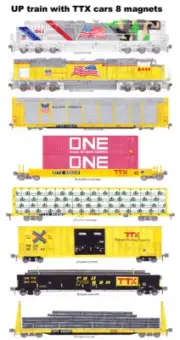 Union Pacific TTX Rail Box, Rail Gon Freight Train 8 magnets Andy Fletcher