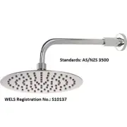 Methven STRAIGHT ARM WALL SHOWER Fixed 200mm Round Faceplate CHROME 15-3800