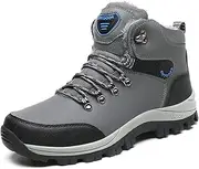 [UIKGITP] Men's Lightweight Snow Boots Men Winter Warm Lining Non-Slip Mid Top Leather Trainers for Hiking Work Driving Outdoor Trekking Hiking Shoes