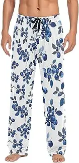 [AIXIWAWA] Mens Pajama Pants-Fruits Pattern Blue, Soft Sleep Lounge Pajamas Bottoms with Pockets Drawstring S