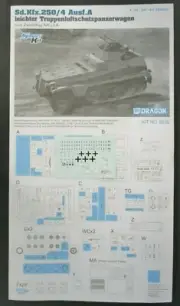 Dragon 1/35 Scale Sd.Kfz.250/4 Ausf A Zwilling - Decals from Kit No. 6878