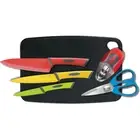 Scanpan Spectrum Colour 6pc Kitchen Knife Set Chopping Board Shears Sharpener 18