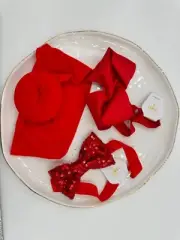 Infants Baby Bow Knotted Soft Elastic Headband Party Shinning Christmas Red