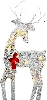 Light Up Reindeer Outdoor Christmas - Holiday Outdoor Iron Moose with Bell Bow | Outdoor Deer Yard Lights Decor, Christmas Deer Decor for Festive Lawn Display
