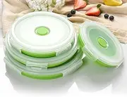 Daseeme Collapsible Food Storage Container with Lid Silicone Bento Lunch Boxes 4 Pack Outdoor Picnic Box