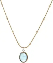 [Jude Jewelers] Stainless Steel Chain Oval Shaped Created Moonstone Wedding Statement Mother's Day Statement Birthday Collar Necklace