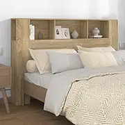 Headboard Cabinet, Storage Bed Headboard Beds Head Frame Sonoma Oak 160 cm