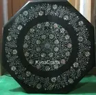 36 Inches Marquetry Art Dining Table Top Black Marble Outdoor Table for Garden