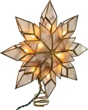 Kurt Adler 8.5-Inch Capiz Star Tree Topper with 10 Clear Lights and 1 Spare Bulb